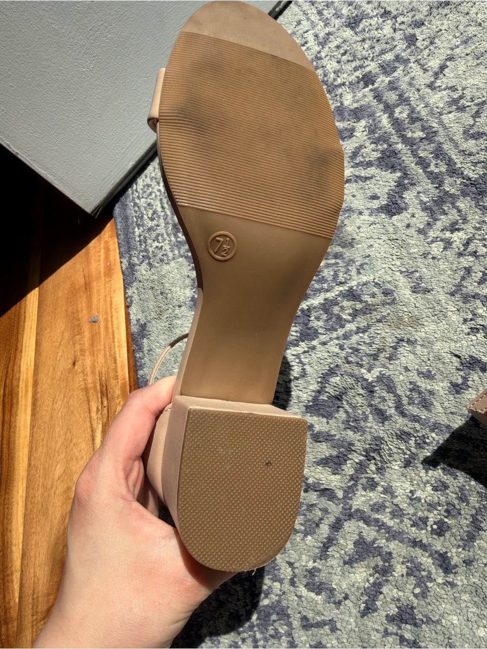 Madden Girl Beige Ankle-Strap Block Heels - Picture 5 of 6